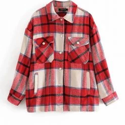 Levency Plaid Button Pockets Coat