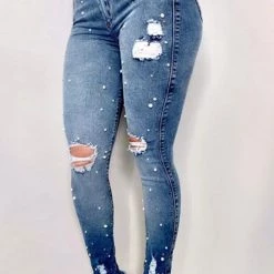Levency Dazzled Pearl Ripped Skinny Jeans