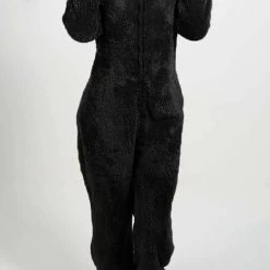 Levency Fuzzy Hoodie Collar Jumpsuit Pajamas