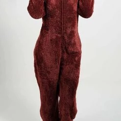 Levency Fuzzy Hoodie Collar Jumpsuit Pajamas