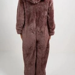 Levency Fuzzy Hoodie Collar Jumpsuit Pajamas