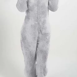 Levency Fuzzy Hoodie Collar Jumpsuit Pajamas
