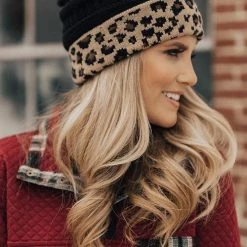 Levency New In Animal Print Messy Bun Beanie