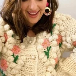 Levency Floral Pearl Button Cardigan