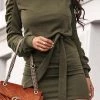 Levency New In Wrinkle Long Sleeve Belted Mini Dress