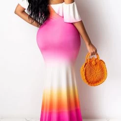 Levency Ruffles Off Shoulder Maxi Dress New In