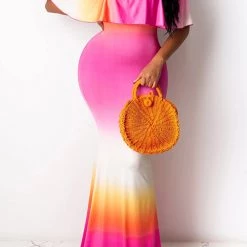 Levency Ruffles Off Shoulder Maxi Dress New In