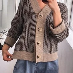 Levency Stripe Button Cardigan