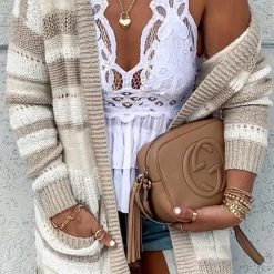 Levency Crochet Lace Hollow Layer Ruffles Cami Top