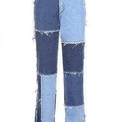 Levency New In Color Block Patchwork Jeans
