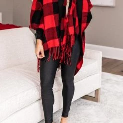 Levency Plaid Tassles Scarf