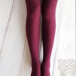 Levency Stripe Weave Over Knee Socks