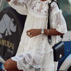 Levency Layer Lace Round Neck Tunic Dresses New In