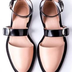 Levency Buckle Color Block Sandals Flats