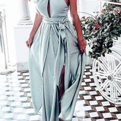 Levency New In High Slit Backless Maxi Dress
