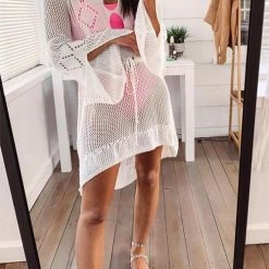 Levency Drawstring Waist Flares Sleeve Cover Dress New In