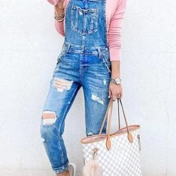 Levency Pockets Ripped Denim Jumpsuit New In