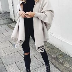 Levency New In Tassles Color Block Shawl