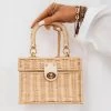 Levency New In Straw Crossbody Tote Clutch Bag