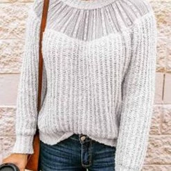 Levency Lace Patchwork O Neck Sweater