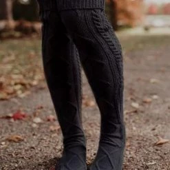 Levency Thick Cable Knit Over Knee Socks New In