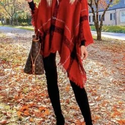 Levency New In Stripe Tassel Loose High Collar Sweaters