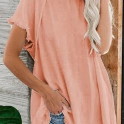 Levency New In Raw Edge O Neck Short Sleeve T Shirt