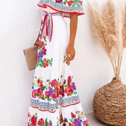 Levency New In Gradient Off Shoulder Belted Maxi Dress