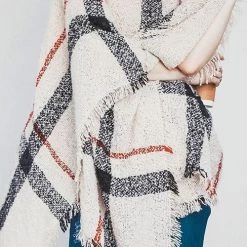 Levency New In Stripe Tassel Loose High Collar Sweaters