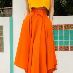 Levency High Waist Pockets Bow Tie Skirts 19 Levency High Waist Pockets Bow Tie Skirts