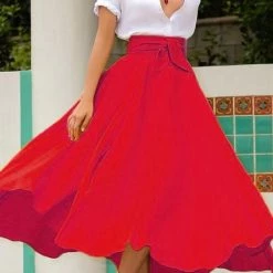 Levency High Waist Pockets Bow Tie Skirts 14 Levency High Waist Pockets Bow Tie Skirts