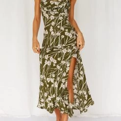 Levency Pleated Bust SlitSlip Dress