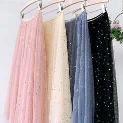 Levency New In Star Moon A Line Mesh Skirts