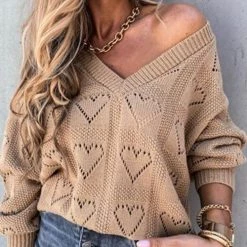 Levency New In Heart Hollow V Neck Sweater