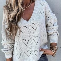 Levency New In Heart Hollow V Neck Sweater