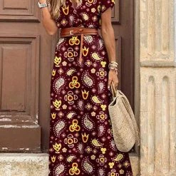 Levency Print Short Sleeve Maxi Dress