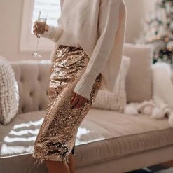 Levency New In Sequin Pencil Skirt