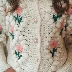 Levency Floral Pearl Button Cardigan