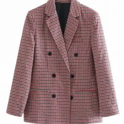 Levency Plaid Button Long Sleeve Blazer New In