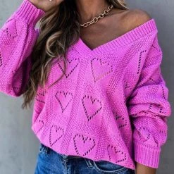 Levency New In Heart Hollow V Neck Sweater