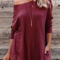 Levency Pockets Long Sleeve Loose T Shirt