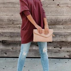 Levency Pockets Long Sleeve Loose T Shirt