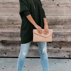 Levency Pockets Long Sleeve Loose T Shirt