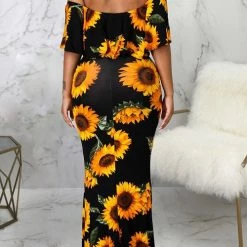 Levency Ruffles Off Shoulder Maxi Dress New In