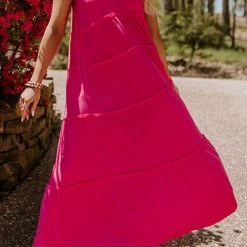 Levency New In Tiered Pockets Slip Maxi Dress