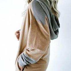 Levency Patchwork Drawstring Pockets Hoodie New In