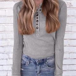 Levency Knit Long Sleeve Button Henley New In