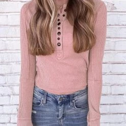 Levency Knit Long Sleeve Button Henley New In