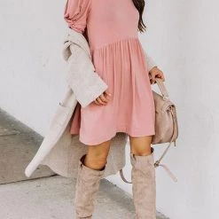 Levency Solid Half Sleeve Mini Dress New In