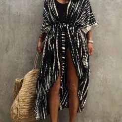 Levency Print Belted Cover Kimono New In